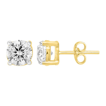 9ct Yellow Gold 2.00 Carat Diamond Stud Earrings
