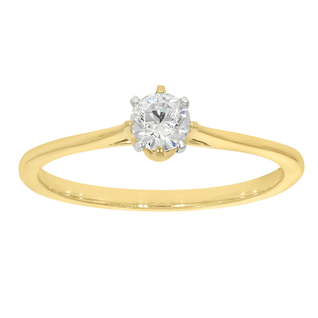 9ct Yellow Gold  1/4 Carat Diamond Solitaire Ring