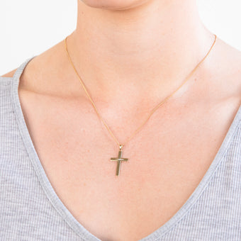 9ct Yellow Gold Diamond Cross Pendant