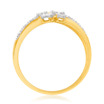 9ct Yellow Gold Diamond Ring with 12 Brilliant Diamonds