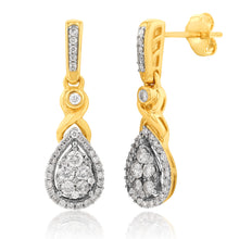 Load image into Gallery viewer, 9ct Yellow Gold 1/2 Carat Diamond Pear Shaped Earrings