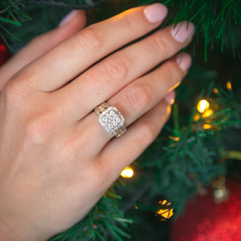 9ct Yellow Gold 1 Carat Diamond Cushion Cluster Ring