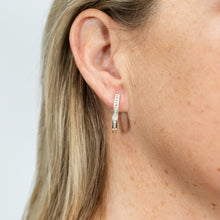 Load image into Gallery viewer, Sterling  Silver 1/2 Carat Diamond Hoop Earrings