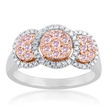 Load image into Gallery viewer, 9ct  White and Rose Gold  0.65 Carat Diamond Ring With Pink Argyle Diamonds