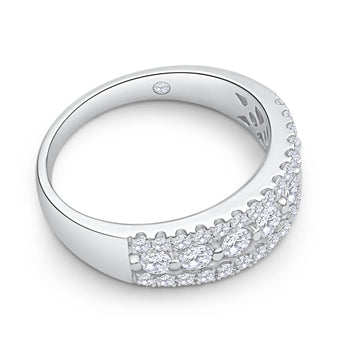 Flawless Cut 18ct White Gold Diamond Ring With 7 Centre Diamonds (TW=1CT)