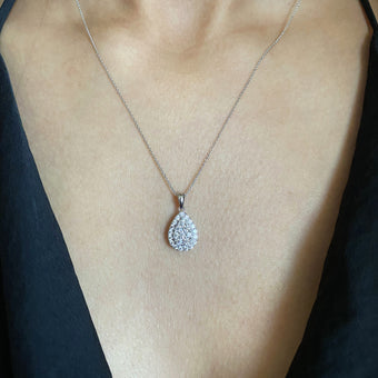 Flawless Cut 1/2 Carat 9ct White Gold Tear Drop Pendant With 45cm Chain