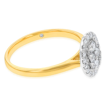 Flawless 1/2 carat 9ct Oval Yellow & White Gold Diamond Ring