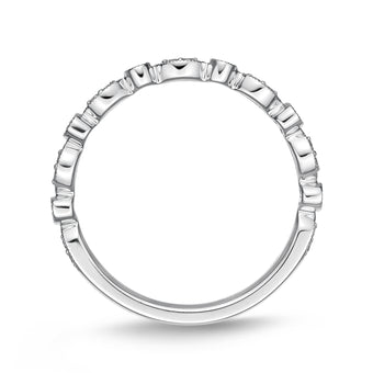 18ct White Gold 0.15 Carat Diamond Vintage Round & Illusion Marquise Stack Ring