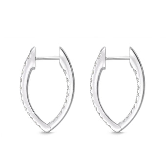 Memoire 18ct White Gold 3/4 Carat Diamond Imperial Hoop Earrings 22X14mm