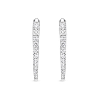 Memoire 18ct White Gold 3/4 Carat Diamond Imperial Hoop Earrings 22X14mm
