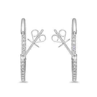 Memoire 18ct White Gold 3/4 Carat Diamond Odessa Hoop Earrings 24x24mm