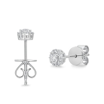 Memoire 18ct White Gold 1/4 Carat Diamond Blossom Style Fashion Studs