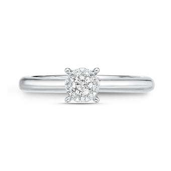 Memoire 18ct White Gold 1/5 Carat Diamond Bouquet Solitaire Ring