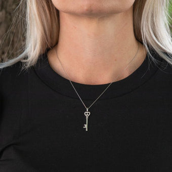 Luminesce Lab Grown Diamond Key Pendant 9ct White Gold With Chain