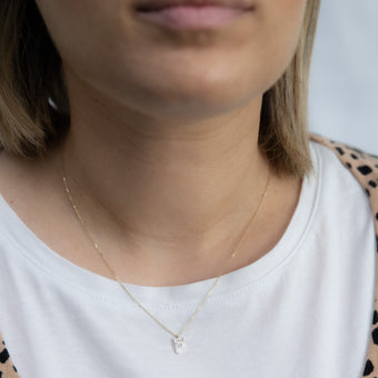 Luminesce Lab Diamond F Initial Pendant in 9ct Yellow Gold with Adjustable 45cm Chain