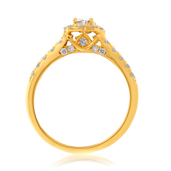Luminesce Lab Grown Diamond 1.5Ct Bridal Set in Halo Design set in 14ct Yellow Gold