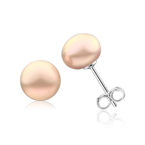 Sterling Silver Light Pink Freshwater Pearl Stud Earrings