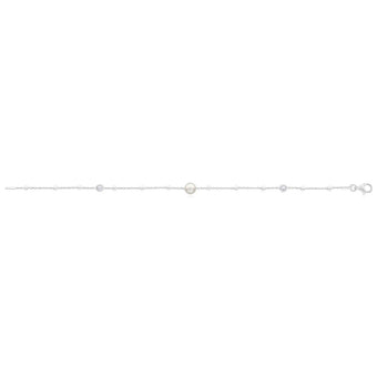 Sterling Silver Simulated Pearl + Zirconia Fancy Bracelet 19cm