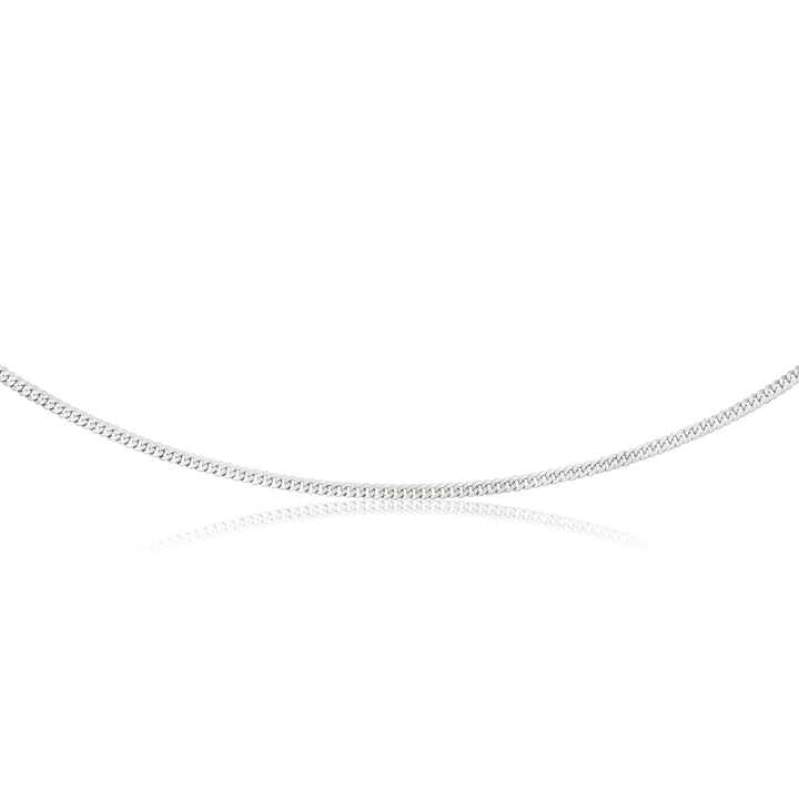 Sterling Silver Rhodium Plated 55cm 90 Gauge Flat Curb Chain