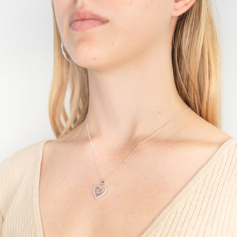 Sterling Silver Zirconia Double Heart Pendant