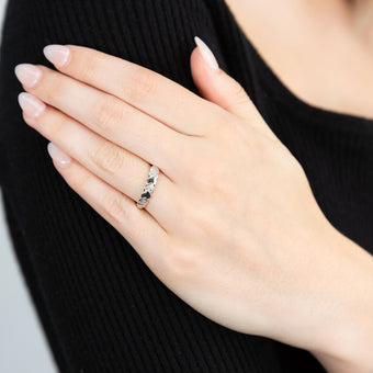 Sterling Silver 0.01 Carat Diamond Heart Ring with 3 Brilliant Cut Diamonds