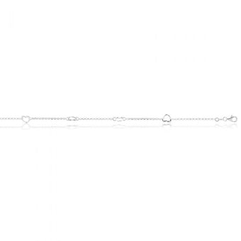 Sterling Silver Open Heart Charm Trace Link 25cm Anklet