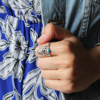 Sterling Silver Created Turquoise Fancy Ring