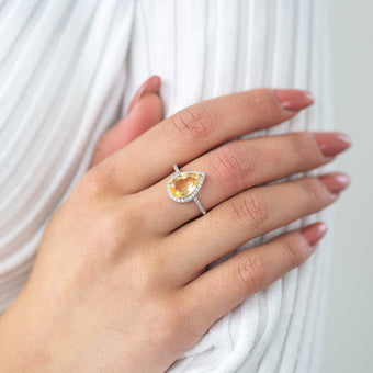 Sterling Silver Citrine and Zirconia Ring | Sizes available: L1/2, N1/2, P1/2