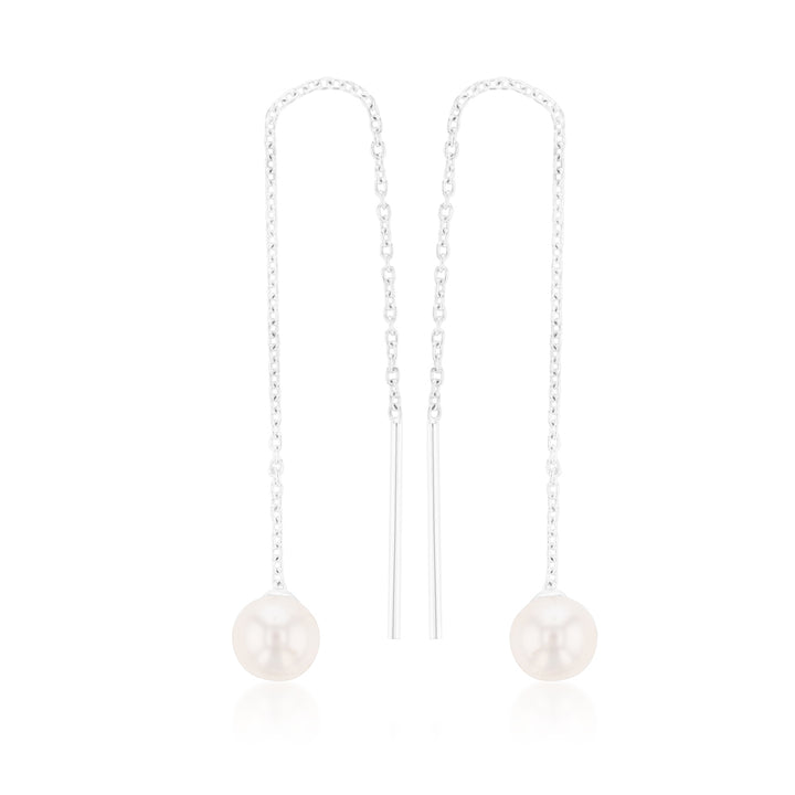 Sterling Silver Freshwater Pearl Drop Threader Earrings
