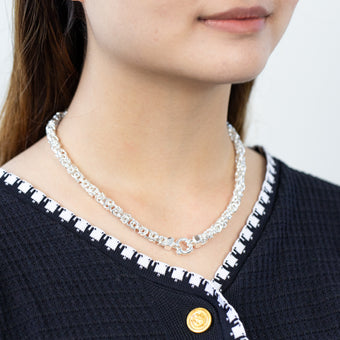 Sterling Silver 46cm Fancy Patterned Boltring Chain