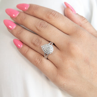 0.20 Carat Diamond Cluster Ring with 30 Brilliant Cut Diamonds in Sterling Silver