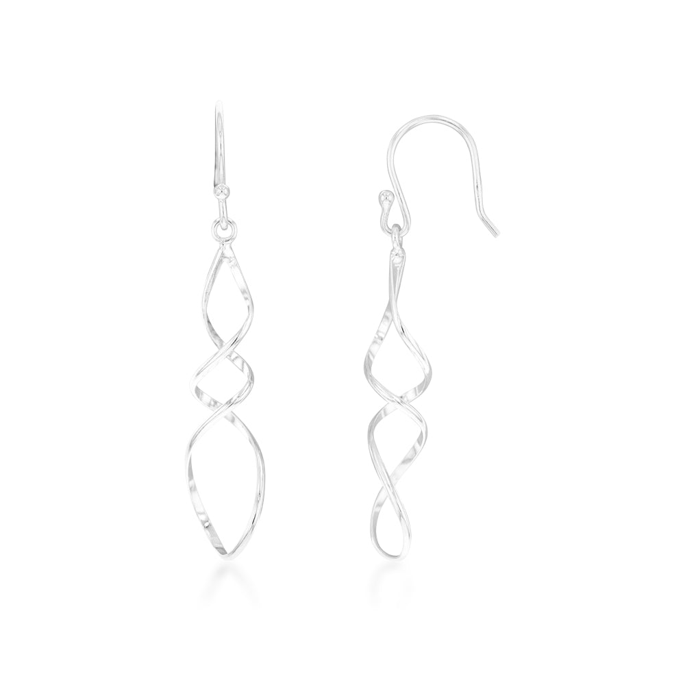 Triple Rose Crystal Drop Earrings in Silver