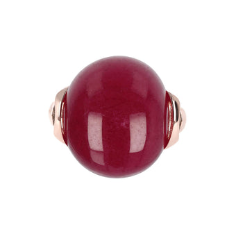 Bronzallure Rose Gold Plated Alba Plum Agate Chalcedony Ring - No Resize