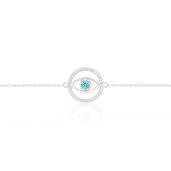 Sterling Silver Cubic Zirconia Evil Eye 16+3cm Bracelet