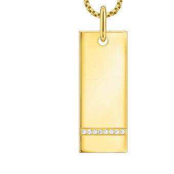 Thomas Sabo Engrav Gold Plated Sterling Silver Wide Tag CZ on 40-45cm Chain