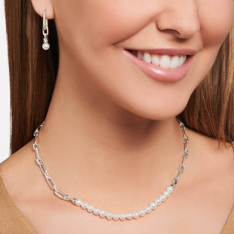 Thomas Sabo Heritage Sterling Silver Hinged Fresh Water Pearl Drop Earrings