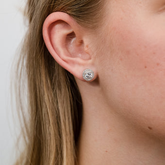 Natural White Sapphire Pendant and Earring Set on Chain in Sterling Silver