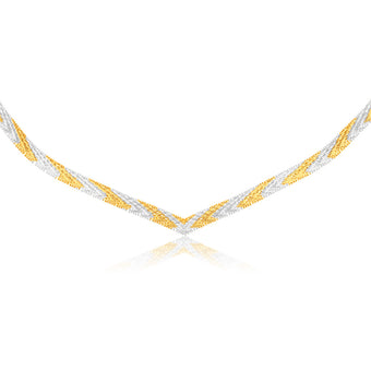 Sterling Silver Yellow And White Two Tone V 40.5cm Chain