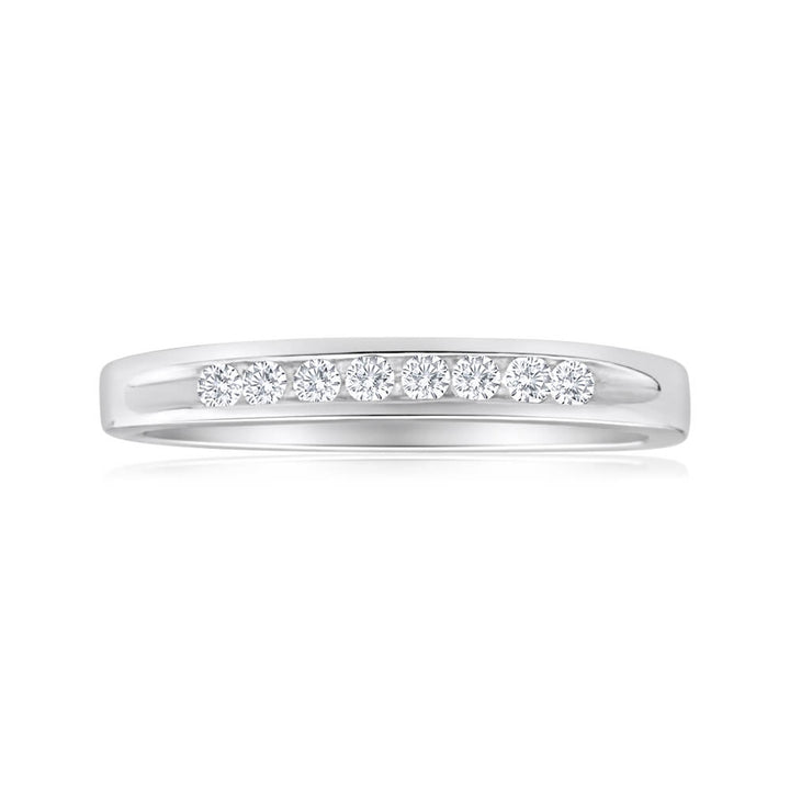 Sterling Silver Cubic Zirconia x8 Channel Set Ring