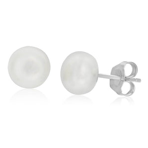 White 7-8mm Freshwater Pearl Stud Earrings