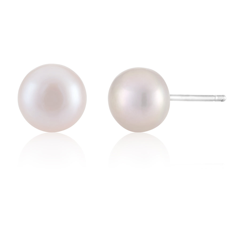 Rose Gold Plated Pink Freshwater Pearl Stud Earrings