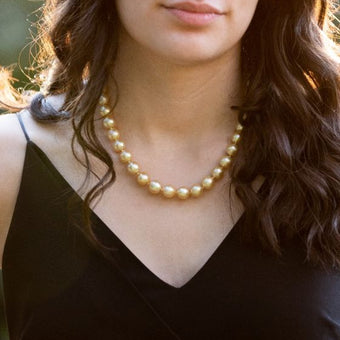 Golden South Sea 9-12mm Graduated Pearl 45cm Strand with 9ct Gold Clasp