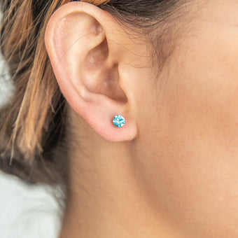 Stainless Steel Crystal Studs Set of 3 - White Aqua Fucshia