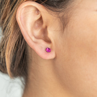 Stainless Steel Crystal Studs Set of 3 - White Aqua Fucshia