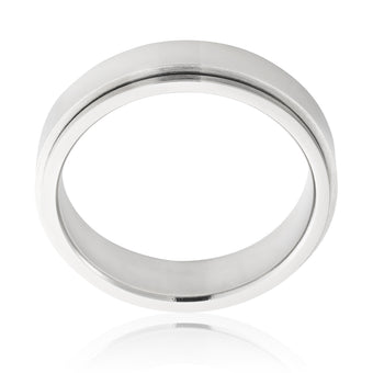 Forte Polished Stainless Steel 6mm Gents Ring with Spinning Centre