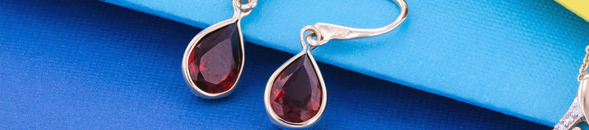 Garnet earrings online sterling silver