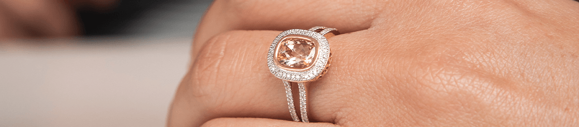 Effy Rose Gold Morganite and Diamond Halo Ring 1/4ctw | REEDS Jewelers