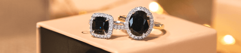 Natural Black Sapphire Rings