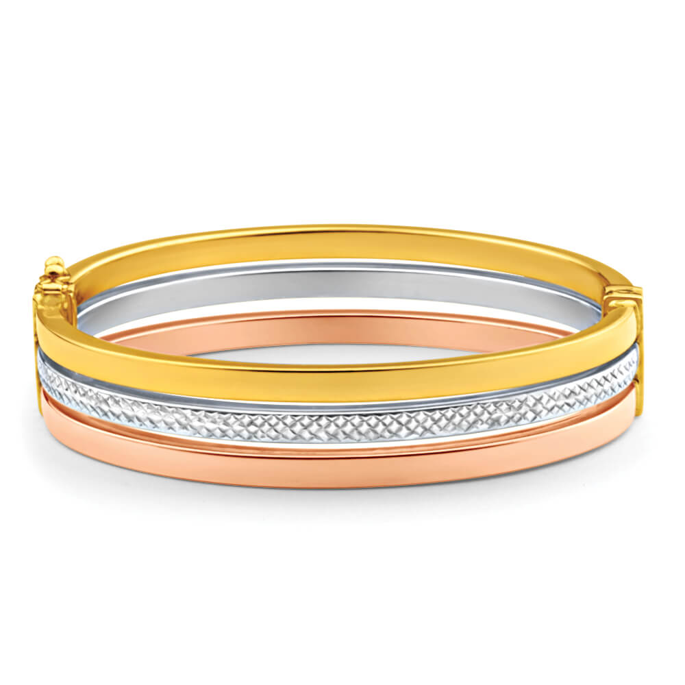 9ct Yellow Gold, White Gold & Rose Gold Bangle