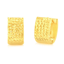 Load image into Gallery viewer, 9ct Yellow Gold Textured Huggie Hoop Earrings